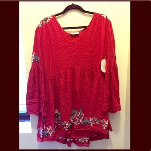 Red Floral Boho Dress